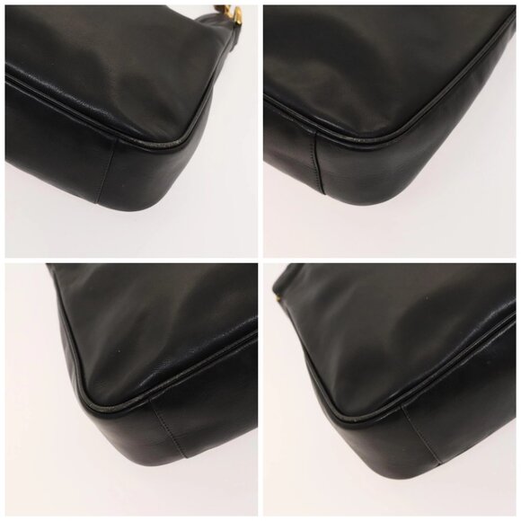GUCCI Bamboo Shoulder Bag Leather 2way Black Gold - Picture 16 of 16